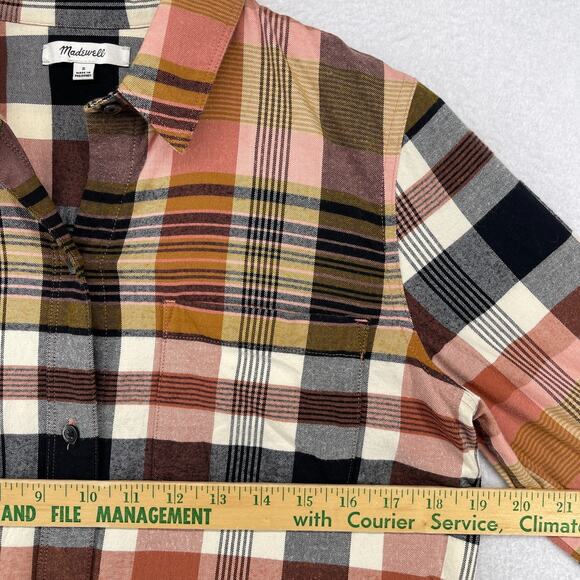 MADEWELL Shirt Women S Flannel Classic Ex-Boyfriend Seconda Plaid Button Up Pink - Picture 12 of 14